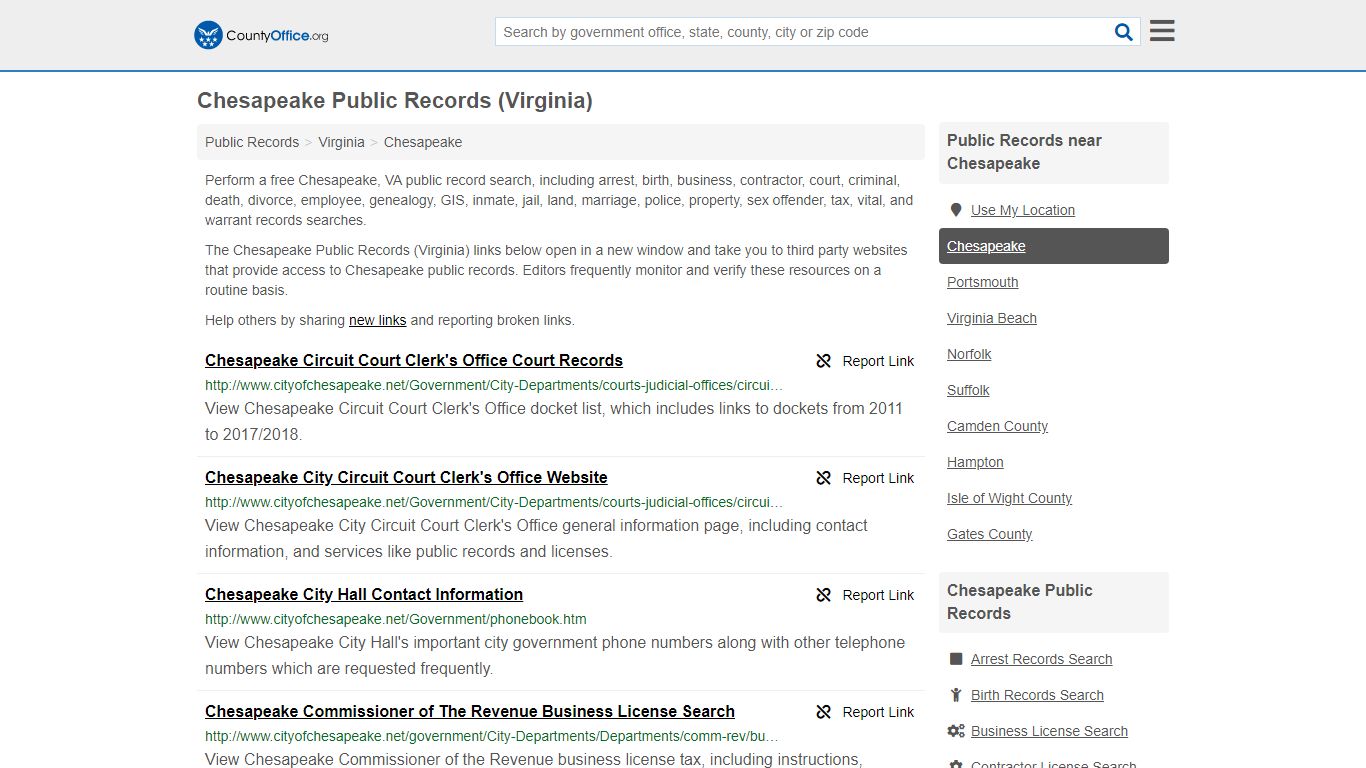 Public Records - Chesapeake, VA (Business, Criminal, GIS ...