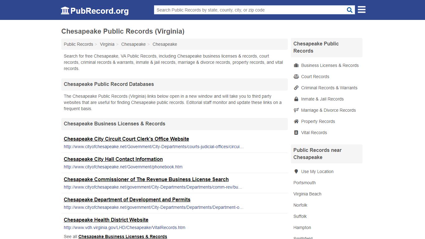 Free Chesapeake Public Records (Virginia Public Records)