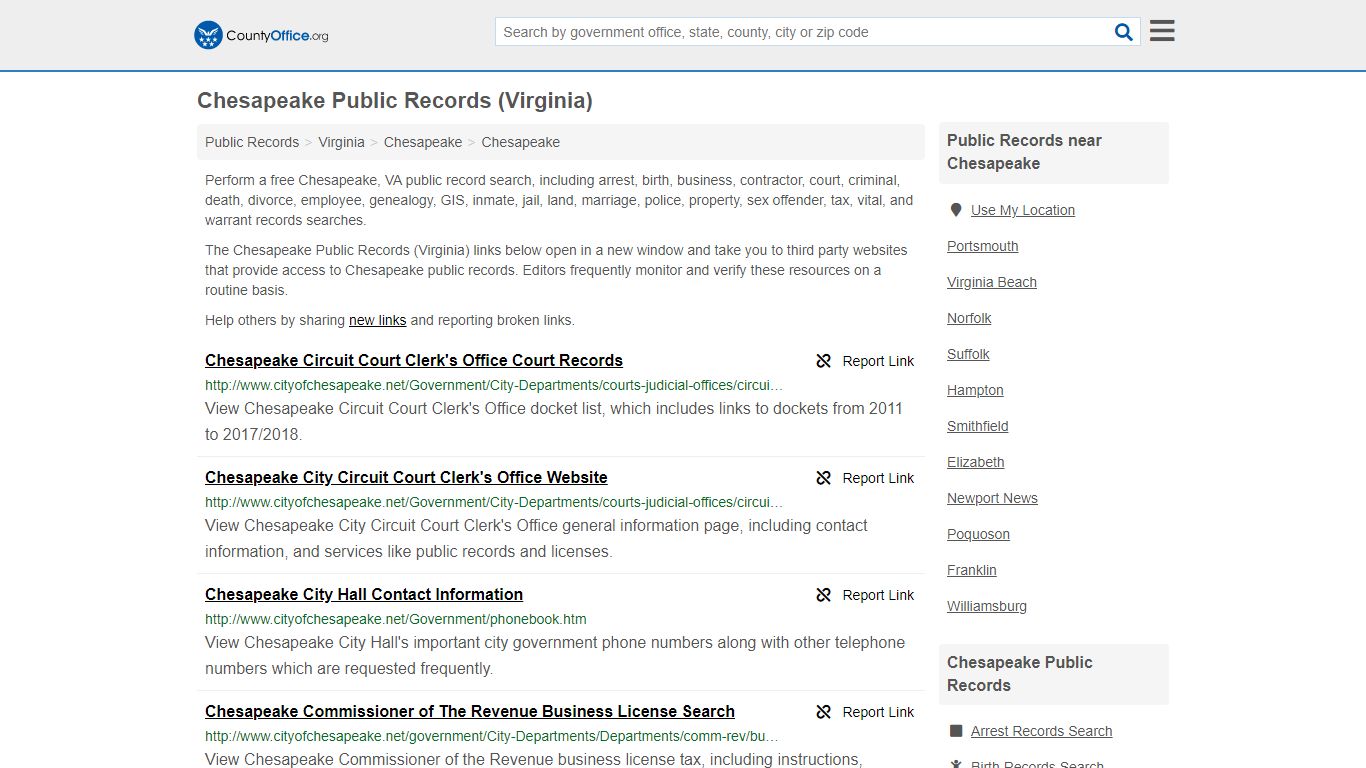 Public Records - Chesapeake, VA (Business, Criminal, GIS ...